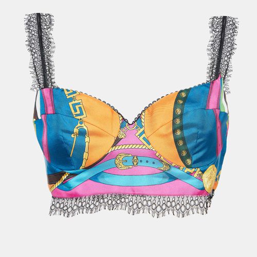 Multicolor Print Silk Crop Top M - Versace - Modalova