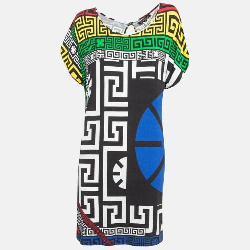 Versace Multicolor Geometric Greek Print Jersey Mini Dress L - Versace - Modalova