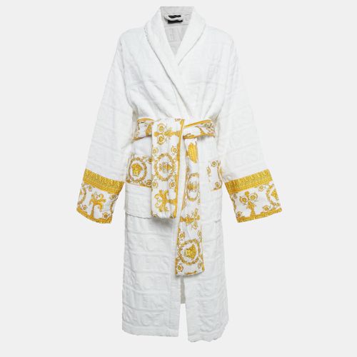 Versace Home White Monogram Medusa Amplified Terry Bathrobe XL - Versace - Modalova