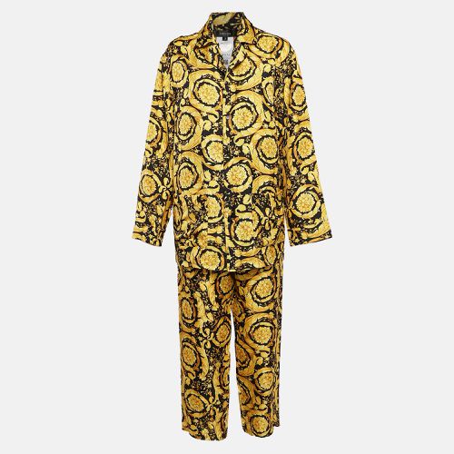 Versace Yellow/Black Barocco Print Silk Pajama Set L - Versace - Modalova