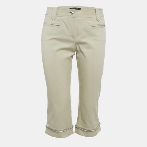 Versace Beige Studded Gabardine Cotton Capri Pants M - Versace - Modalova