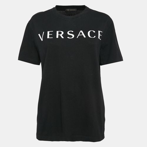 Versace Black Logo Print Cotton T-Shirt M - Versace - Modalova