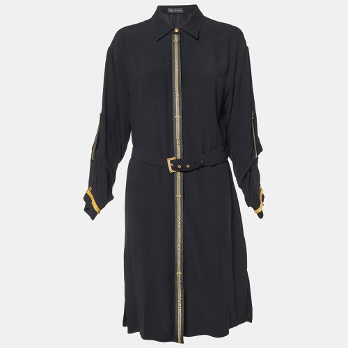 Versace Black Crepe Belted Shirt Dress L - Versace - Modalova