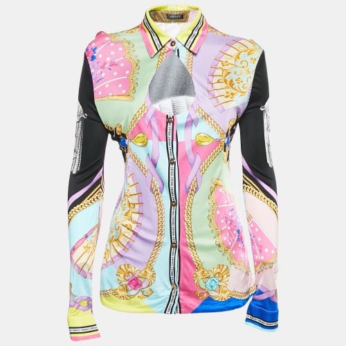 Versace Multicolor Graphic Print Jersey Button Front Top - Versace - Modalova