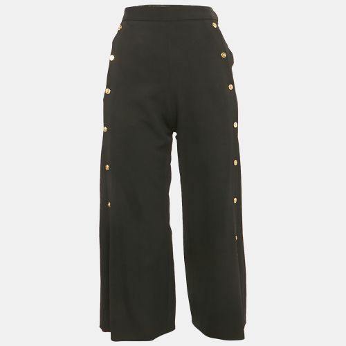 Versace Black Virgin Wool Button Detail Capri Pants S - Versace - Modalova