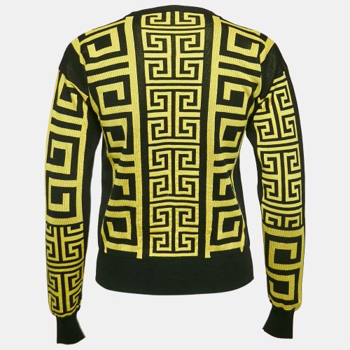 Black/ Greca Pattern Jersey Crewneck Sweatshirt S - Versace - Modalova