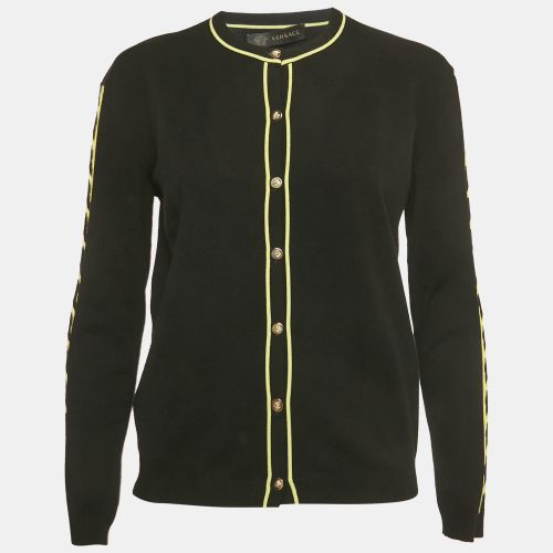 Versace Black Knit Cut -Out Detail Knit Button Front Cardigan L - Versace - Modalova
