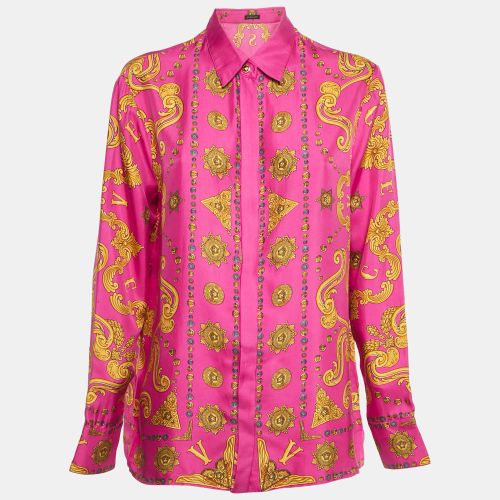 Versace Pink Baroque Print Silk Shirt M - Versace - Modalova
