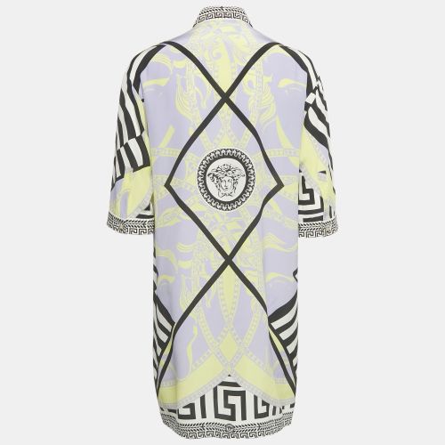 Multicolor Printed Silk Shirt Dress M - Versace - Modalova