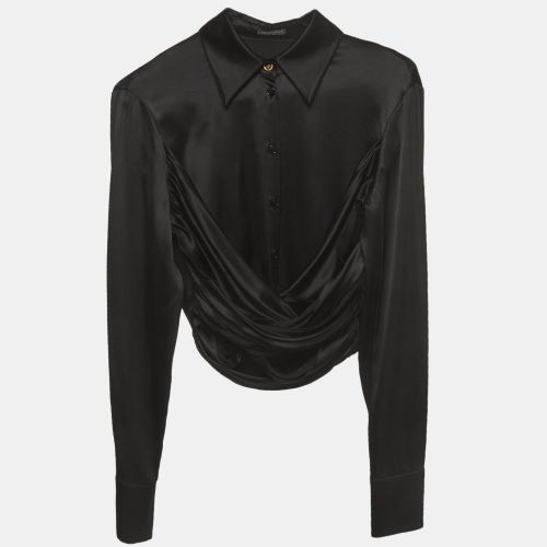 Stretch Silk Crop Shirt S - Versace - Modalova