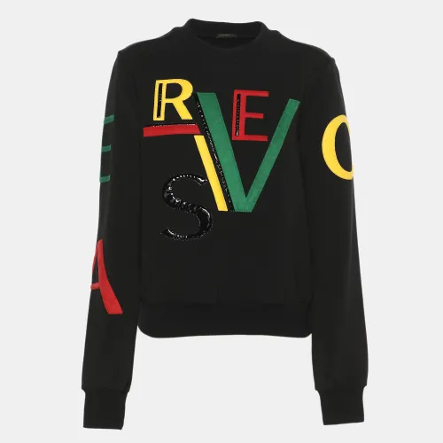 Jersey Multicolor Logo Embroidered Sweatshirt M - Versace - Modalova