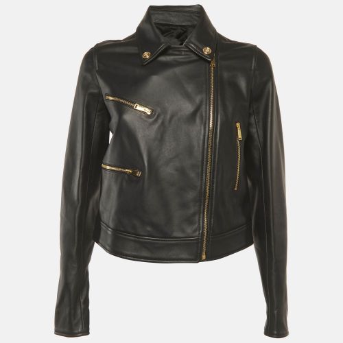 Lambskin Leather Zip Up Jacket S - Versace - Modalova