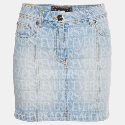 Monogram Denim Mini Skirt S - Versace - Modalova