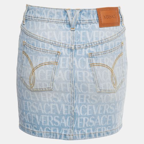 Monogram Denim Mini Skirt S - Versace - Modalova