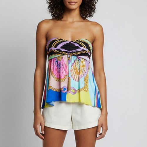 Multicolour Ventagli Print Jersey Flared Mini Skirt XS - Versace - Modalova