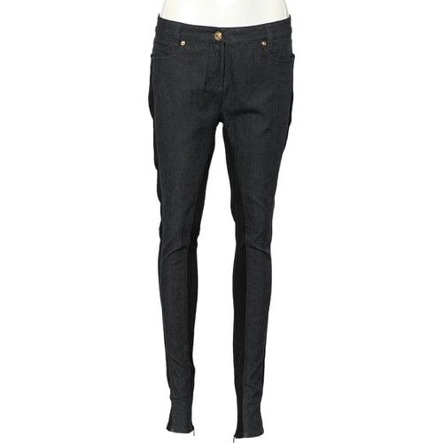 Versace Navy Blue Denim & Black Jersey Jeggings M - Versace - Modalova