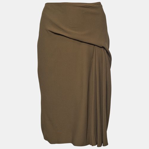 Versace Moss Green Crepe Draped Knee-Length Skirt S - Versace - Modalova