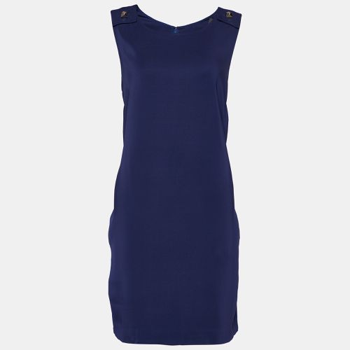 Versace Navy Blue Crepe Sleeveless Shift Dress M - Versace - Modalova