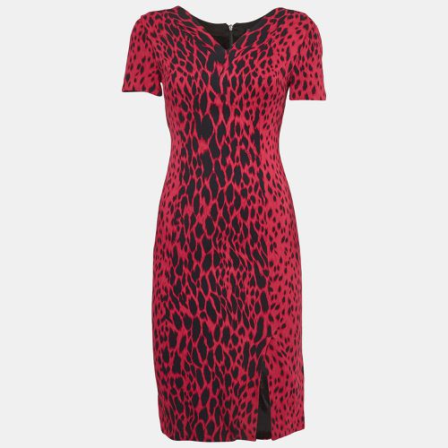 Versace Pink Leopard Print Crepe Panelled Sheath Dress S - Versace - Modalova