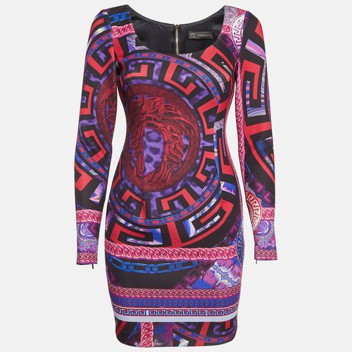 Versace Purple Medusa Print Jersey Mini Dress S - Versace - Modalova