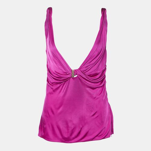 Versace Pink Jersey Knotted Sleeveless Top M - Versace - Modalova