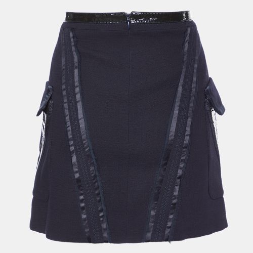 Versace Navy Blue Wool & Silk Mini Skirt M - Versace - Modalova