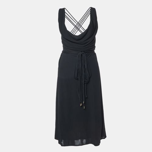 Versace Black Crepe Lace Up Back Sleeveless Dress L - Versace - Modalova