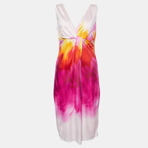 Versace Pink Tie-Dye Jersey Sleeveless Knee Length Dress L - Versace - Modalova