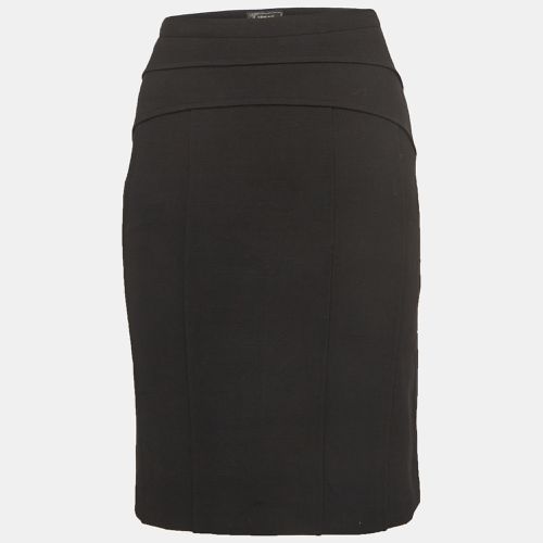 Versace Vintage Black Wool Blend Tucked Pencil Skirt S - Versace - Modalova