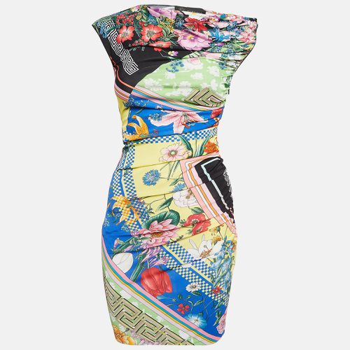 Versace Multicolor Floral Print Jersey Ruched Bodycon Dress S - Versace - Modalova