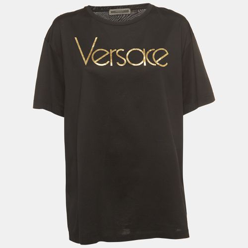 Versace Tribute Black Logo Cotton T-Shirt L - Versace - Modalova