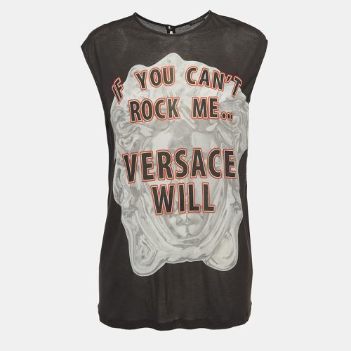 Versace Black Printed Jersey Loose Fit Tank Top S - Versace - Modalova