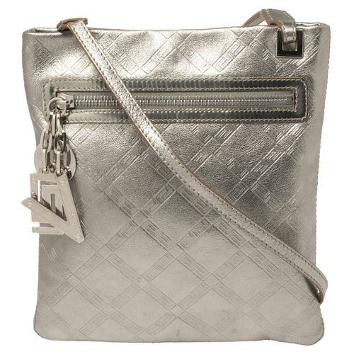 Versace Metallic Silver Leather Slim Crossbody Bag - Versace - Modalova