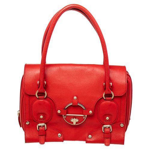 Versace Red Leather Studded Tote - Versace - Modalova