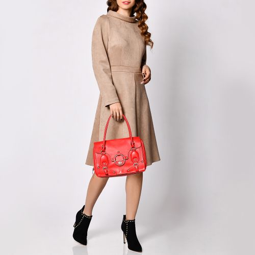 Versace Red Leather Totes Bag - Versace - Modalova