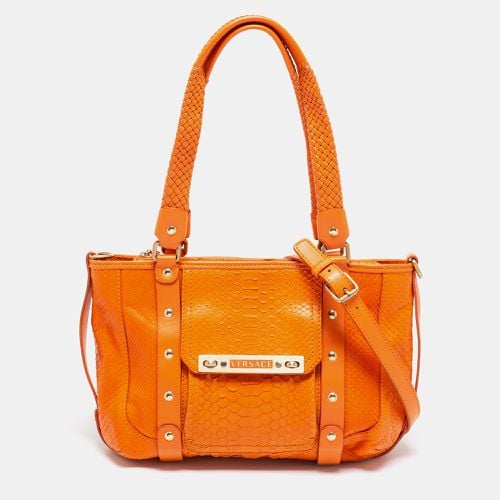 Versace Orange Python and Leather Front Pocket Hobo - Versace - Modalova