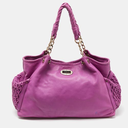 Versace Pink Pleated Leather Chain Satchel - Versace - Modalova