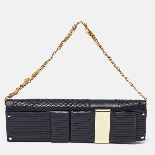 Versace Black Quilted Leather Medallion Chain Clutch - Versace - Modalova