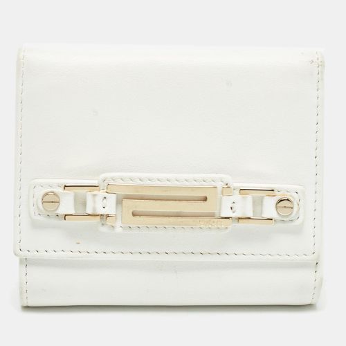 Versace White Leather Trifold Compact Wallet - Versace - Modalova