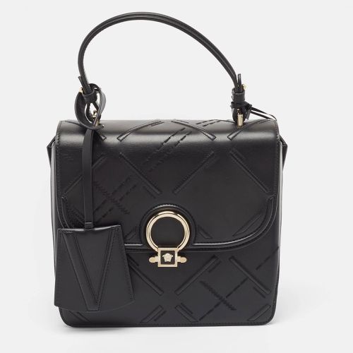 Versace Black Quilted Leather and Suede DV One Top Handle Bag - Versace - Modalova