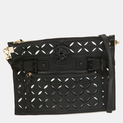 Versace Black Lasecut Leather and PVC Medusa Shoulder Bag - Versace - Modalova