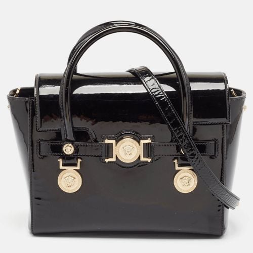 Versace Black Patent Leather Medium Medusa Medallion Tote - Versace - Modalova