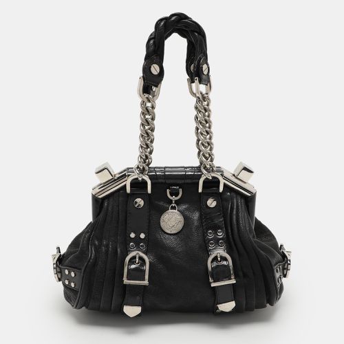 Versace Black Leather Chain Embellished Satchel - Versace - Modalova