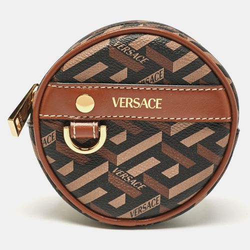 Versace Brown La Greca Signature Coated Canvas Modular Round Pouch - Versace - Modalova