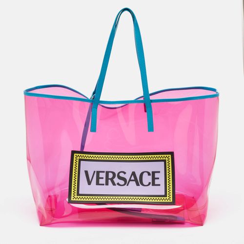 Versace Pink PVC and Leather 90s Logo Shopper Tote - Versace - Modalova