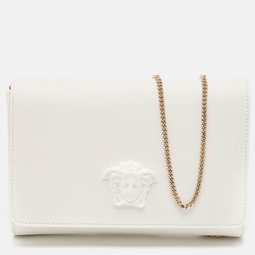 Leather Palazzo Medusa Chain Clutch - Versace - Modalova