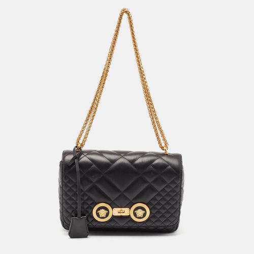 Versace Black Quilted Leather Icon Shoulder Bag - Versace - Modalova