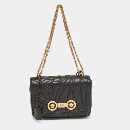 Versace Black Quilted Leather Icon Shoulder Bag - Versace - Modalova