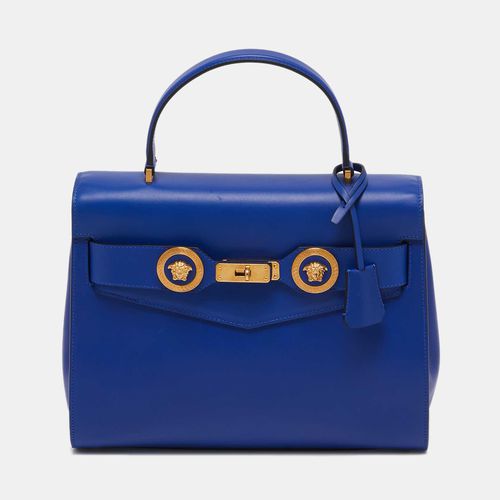 Versace Blue Leather Icon Top Handle Bag - Versace - Modalova