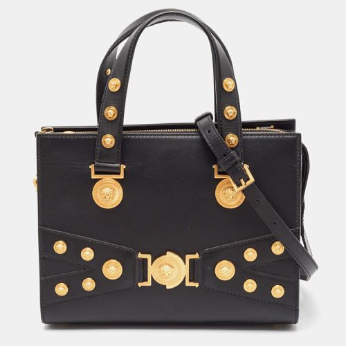 Versace Black Leather Medusa Tribute Tote - Versace - Modalova